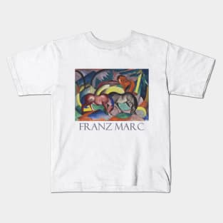 Three Horses by Franz Marc Kids T-Shirt